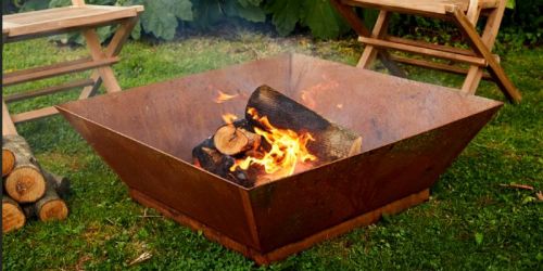 Corten Steel Magma Fire Pit - 80 x 80 x 26cm